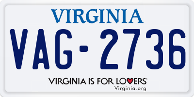 VA license plate VAG2736