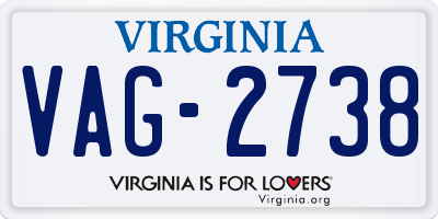 VA license plate VAG2738