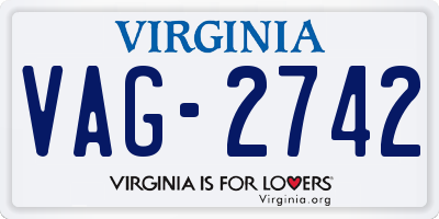 VA license plate VAG2742