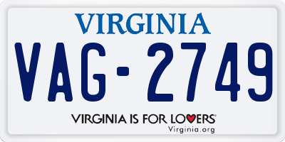 VA license plate VAG2749