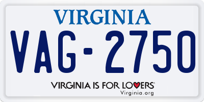 VA license plate VAG2750