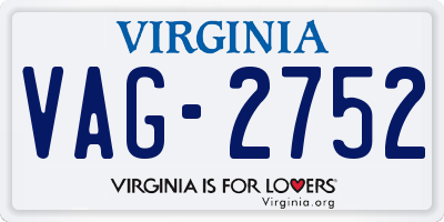 VA license plate VAG2752