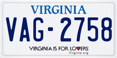 VA license plate VAG2758