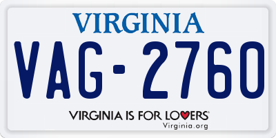 VA license plate VAG2760