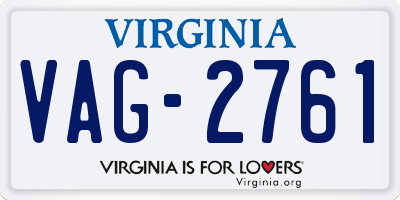 VA license plate VAG2761