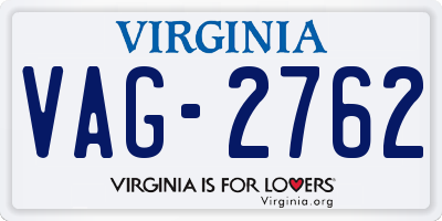 VA license plate VAG2762
