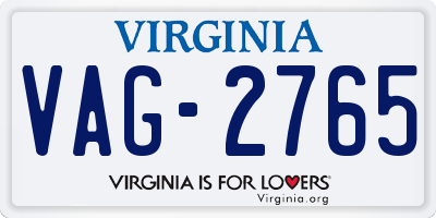 VA license plate VAG2765