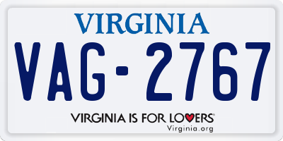 VA license plate VAG2767