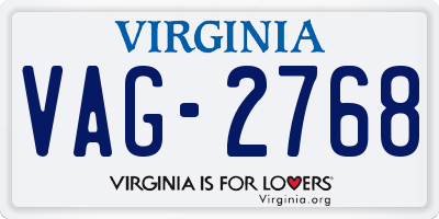 VA license plate VAG2768