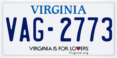 VA license plate VAG2773