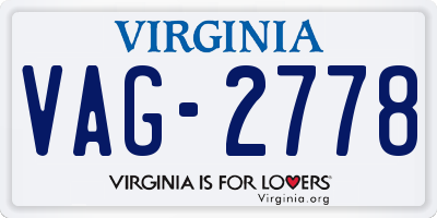 VA license plate VAG2778