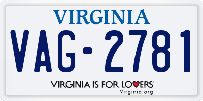VA license plate VAG2781