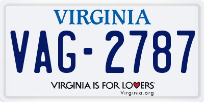 VA license plate VAG2787