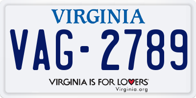 VA license plate VAG2789