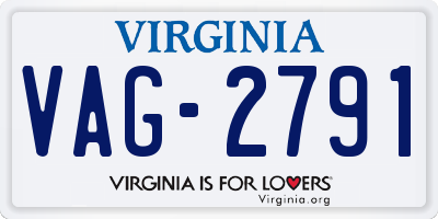 VA license plate VAG2791