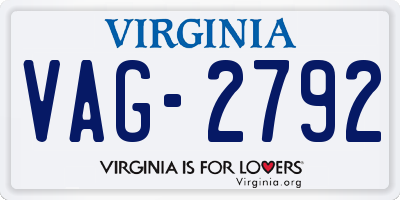 VA license plate VAG2792
