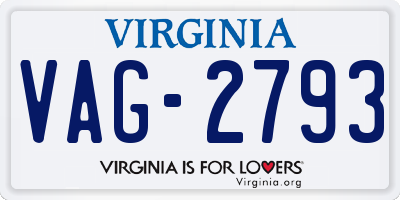 VA license plate VAG2793