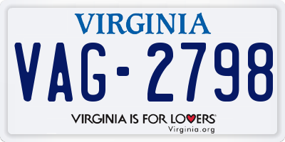 VA license plate VAG2798