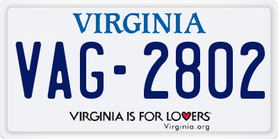 VA license plate VAG2802
