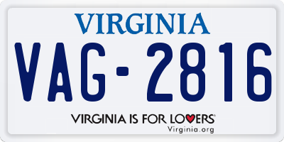 VA license plate VAG2816