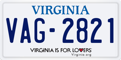 VA license plate VAG2821
