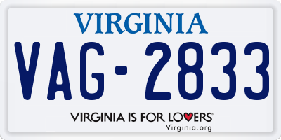 VA license plate VAG2833