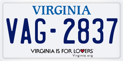 VA license plate VAG2837