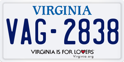 VA license plate VAG2838