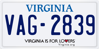 VA license plate VAG2839