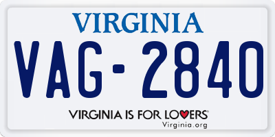 VA license plate VAG2840