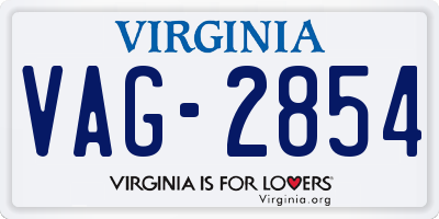 VA license plate VAG2854