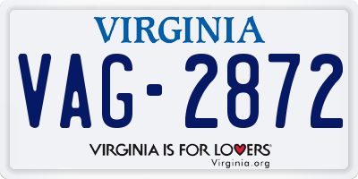 VA license plate VAG2872