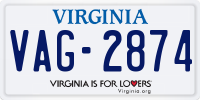 VA license plate VAG2874