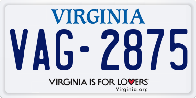 VA license plate VAG2875