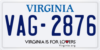 VA license plate VAG2876