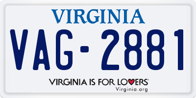 VA license plate VAG2881
