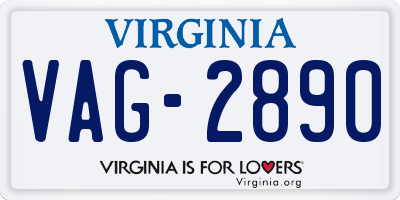 VA license plate VAG2890