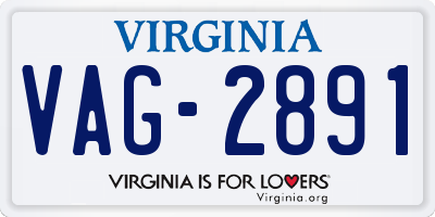 VA license plate VAG2891