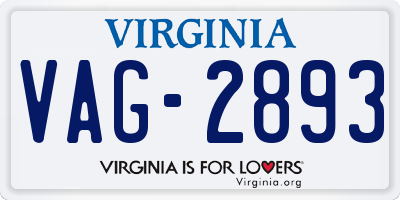 VA license plate VAG2893