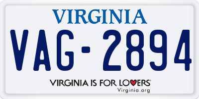 VA license plate VAG2894