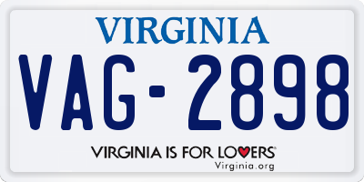 VA license plate VAG2898