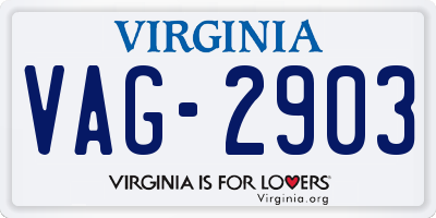 VA license plate VAG2903