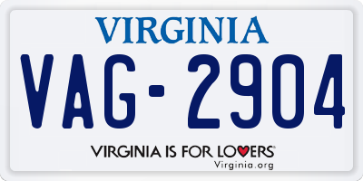 VA license plate VAG2904