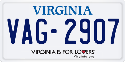 VA license plate VAG2907