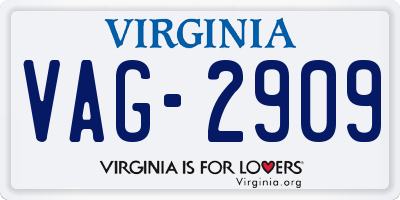 VA license plate VAG2909