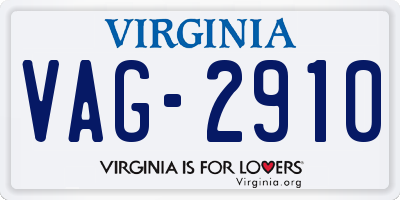 VA license plate VAG2910