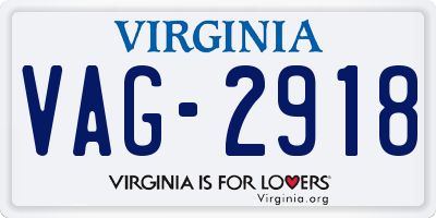 VA license plate VAG2918