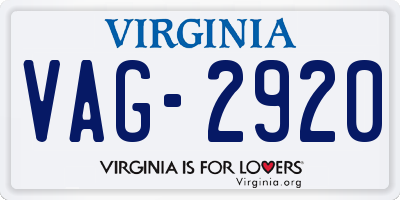 VA license plate VAG2920