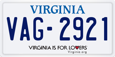 VA license plate VAG2921