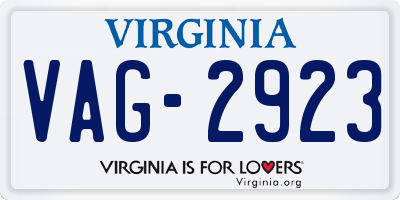 VA license plate VAG2923